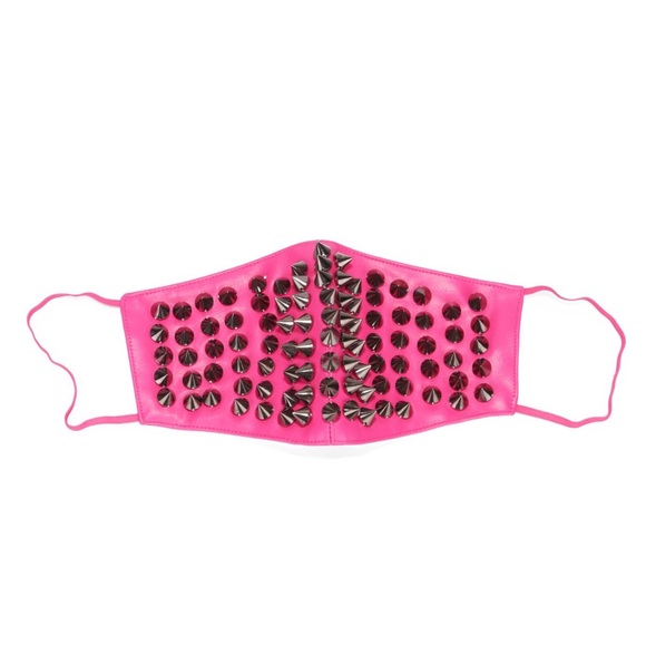 Neon Pink Spiked Face Mask - Picture 3 of 5